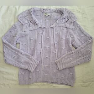 Knit Cardigan with Textured Collar Women L Sandy Liang lilac